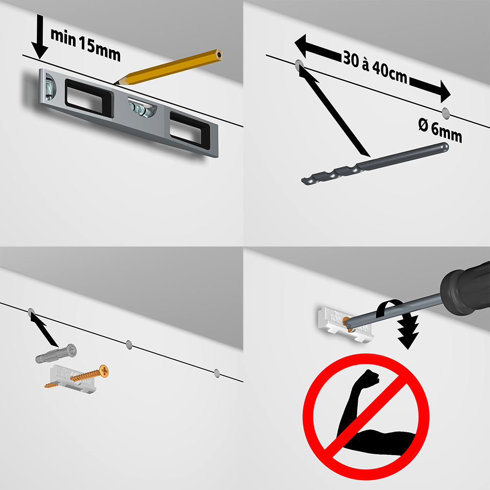 Závěsný systém na obrazy - SET Contour Rail stříbrná (4x ocel 4x MG1)