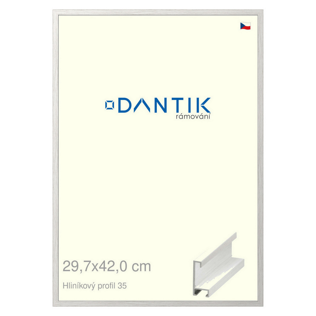 DANTIK rámeček 29,7x42 | ALU profil 6035 Dýha bílá (Plexi Čiré)