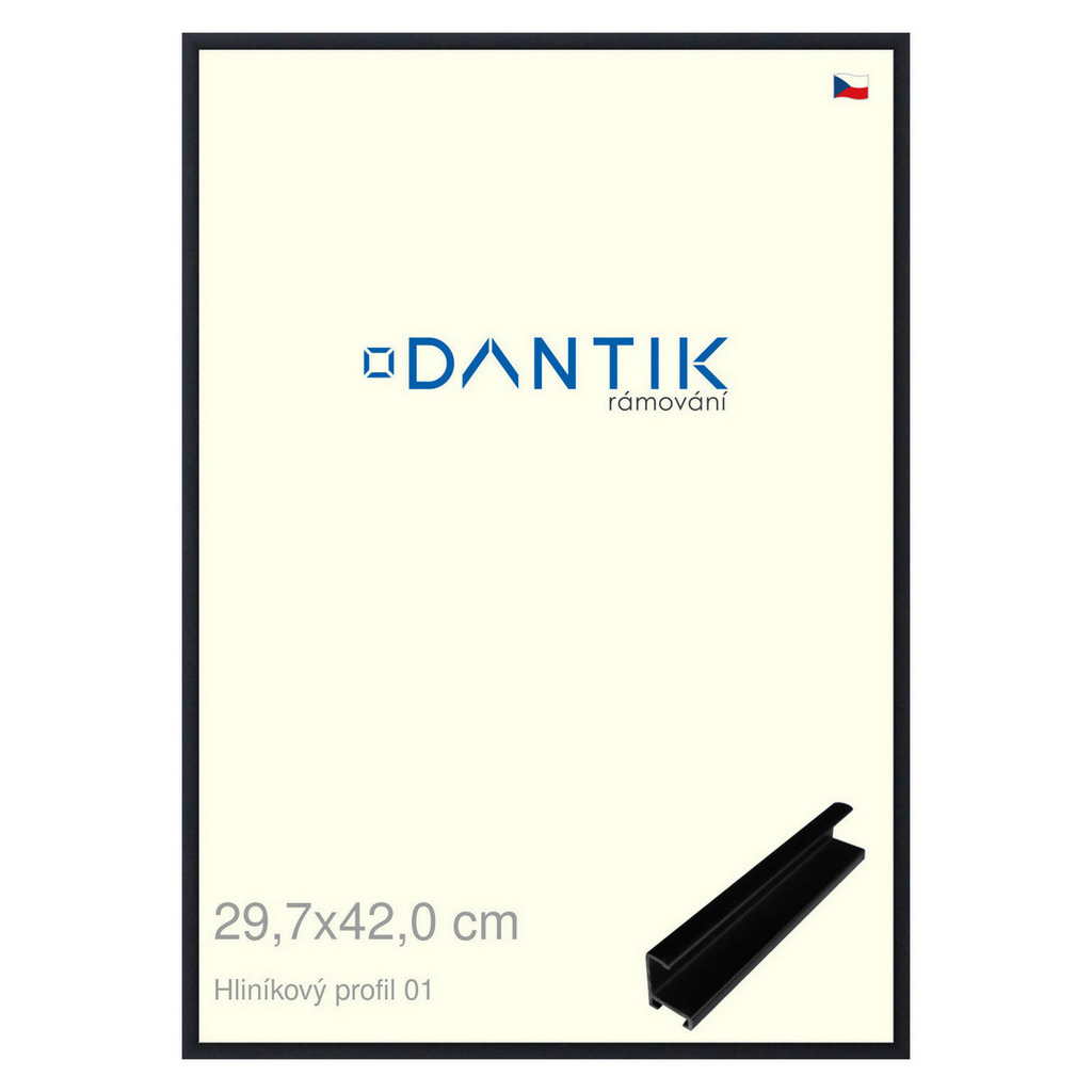 DANTIK rámeček 29,7x42 | ALU profil 7001 Černá matná (Plexi Čiré)