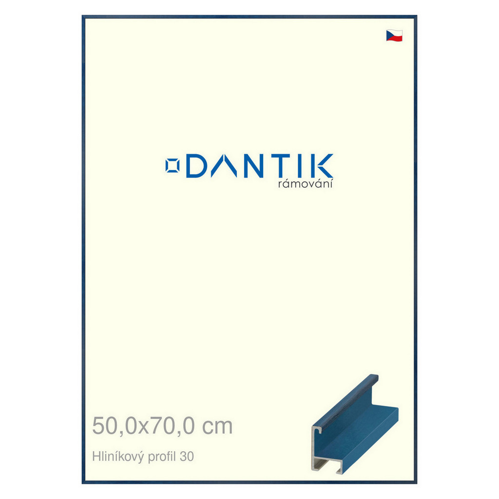 DANTIK rámeček 50x70 | ALU profil 6030 Dýha barevná modrá královská (Plexi Čiré)