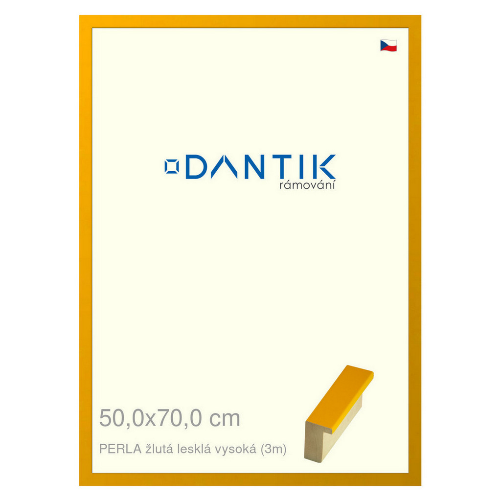 DANTIK rámeček 50x70 | PERLA žlutá lesklá vysoká (Plexi Čiré)