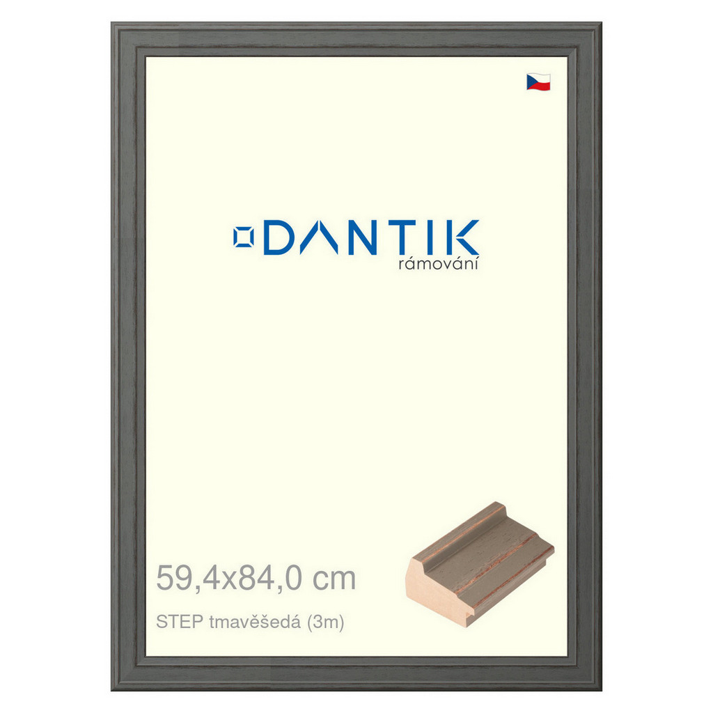 DANTIK rámeček 59,4x84 | STEP tmavěšedá (Plexi Čiré)