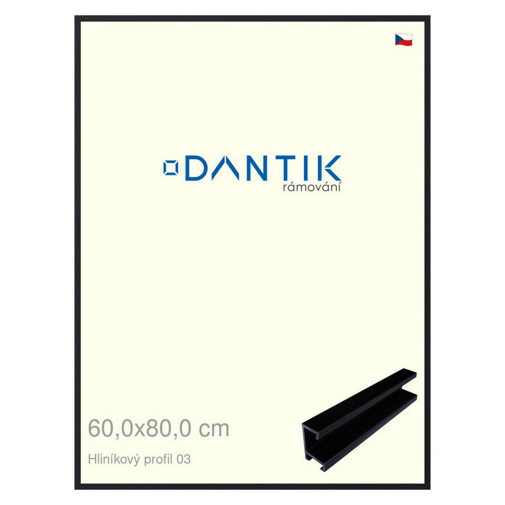 DANTIK rámeček 60x80 | ALU profil 7003 Černá matná (Plexi Čiré)