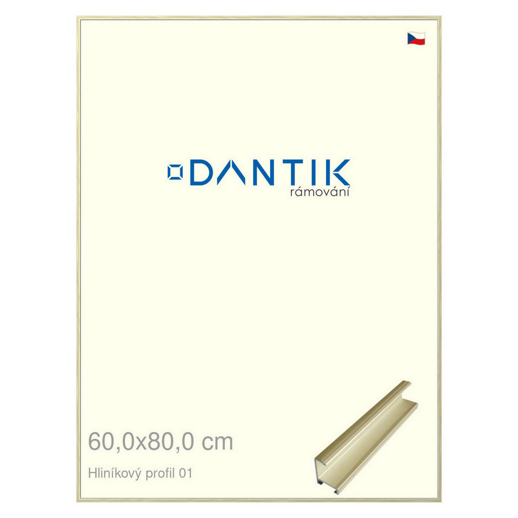 DANTIK rámeček 60x80 | ALU profil 7001 zlatá lesklá alternativa (Plexi Čiré)