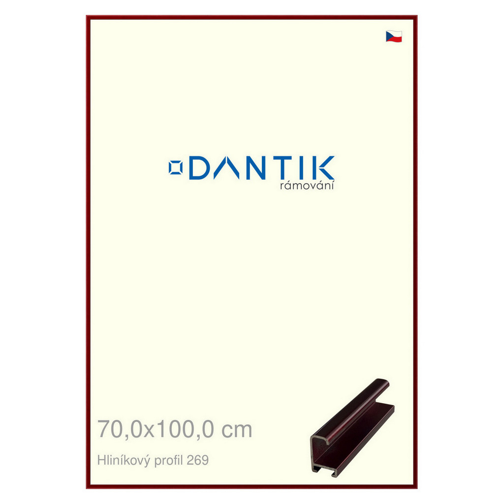 DANTIK rámeček 70x100 | ALU profil 7269 Červená Rubin broušená (Plexi Čiré)