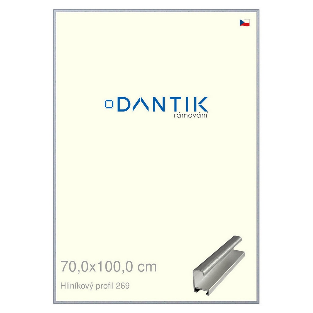 DANTIK rámeček 70x100 | ALU profil 7269 Sstříbrná broušená (Plexi Čiré)