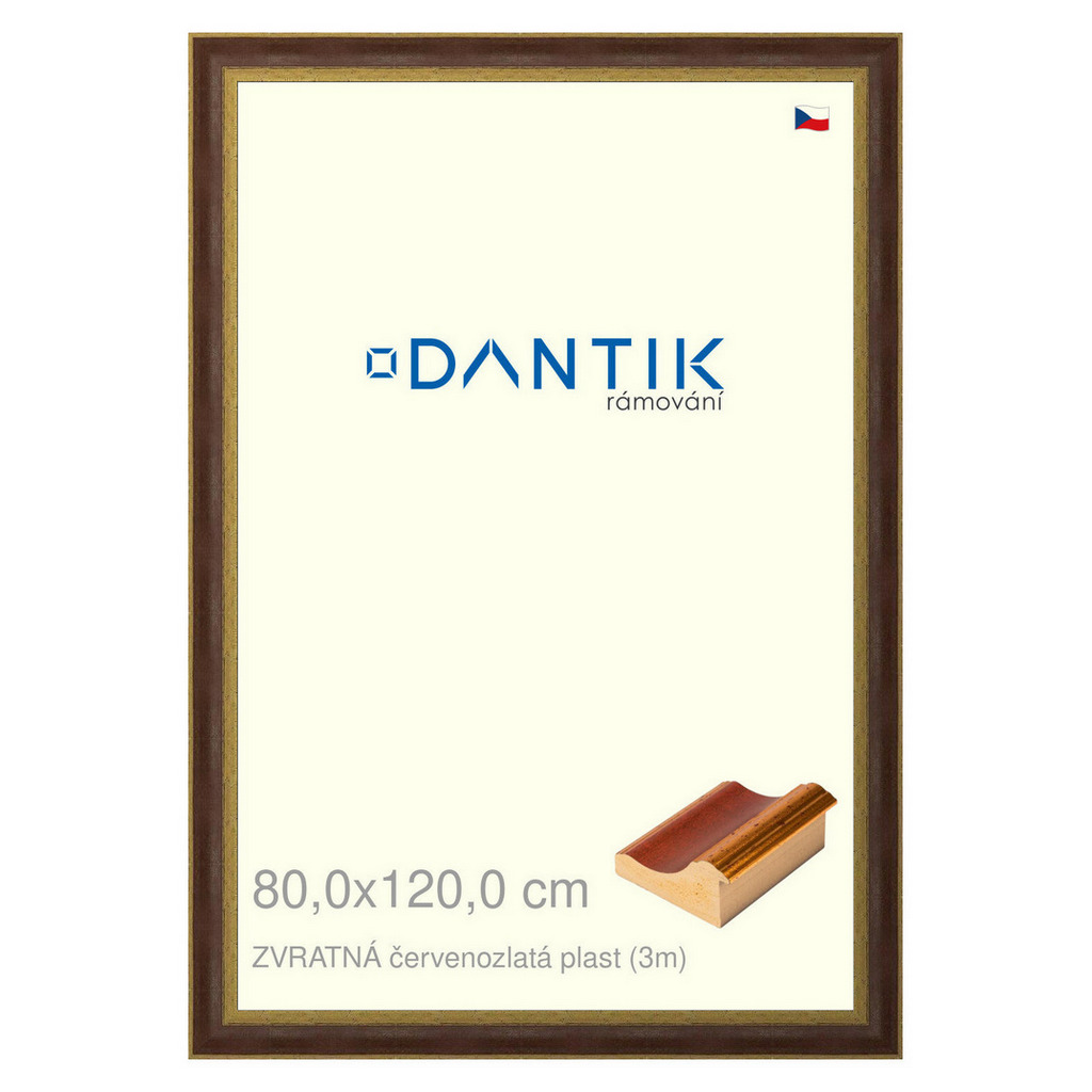 DANTIK rámeček 80x120 | ZVRATNÁ červenozlatá plast (Plexi Čiré)