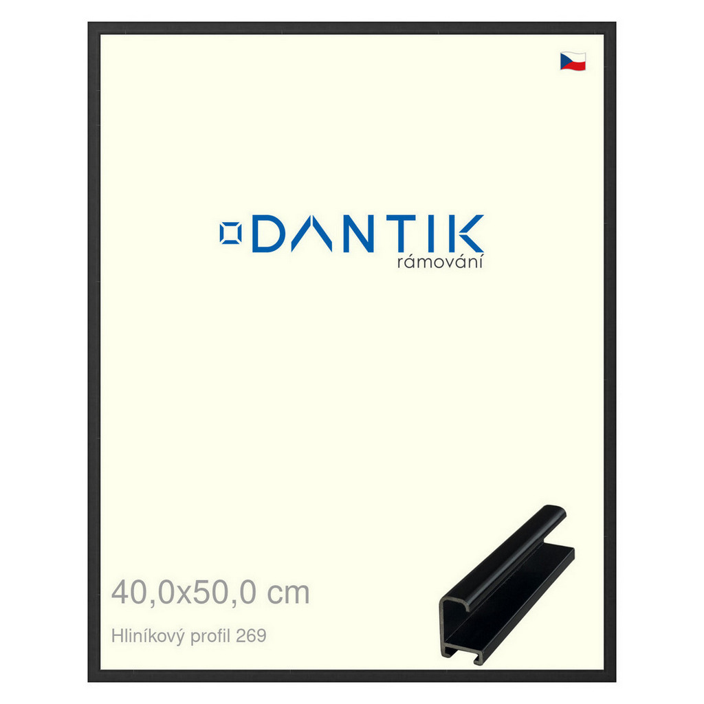 DANTIK rámeček 40x50 | ALU profil 7269 Černá matná (Plexi Čiré)
