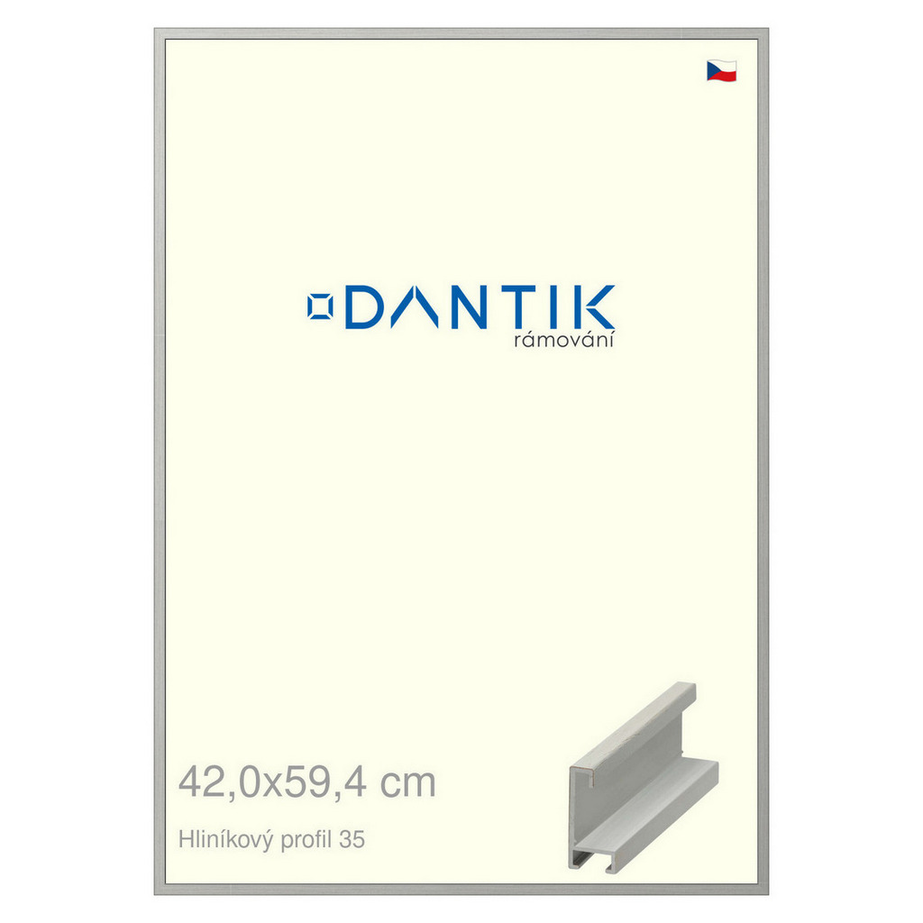 DANTIK rámeček 42x59,4 | ALU profil 6035 Dýha barevná šedá (Plexi Čiré)