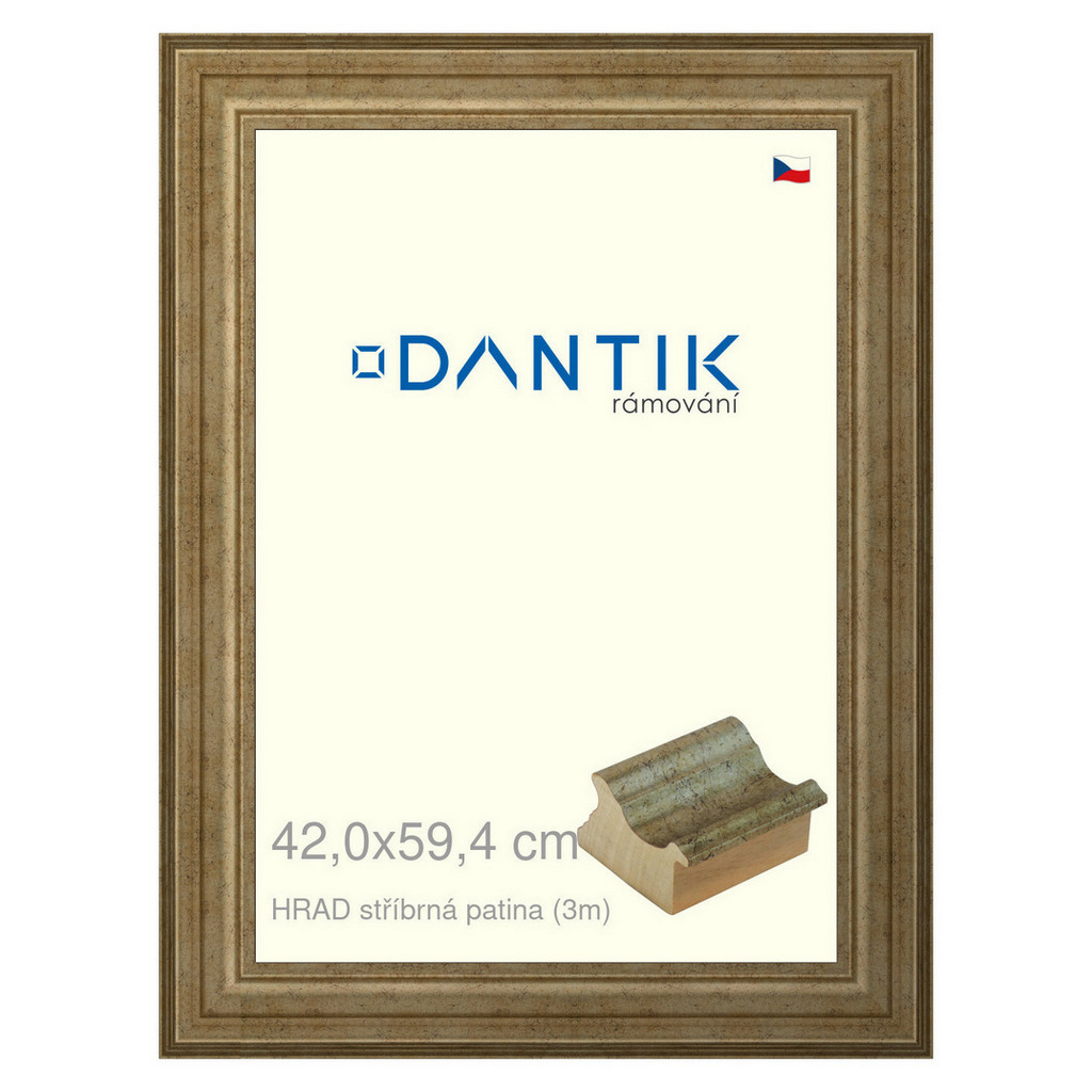 DANTIK rámeček 42x59,4 | HRAD stříbrná patina (Plexi Čiré)