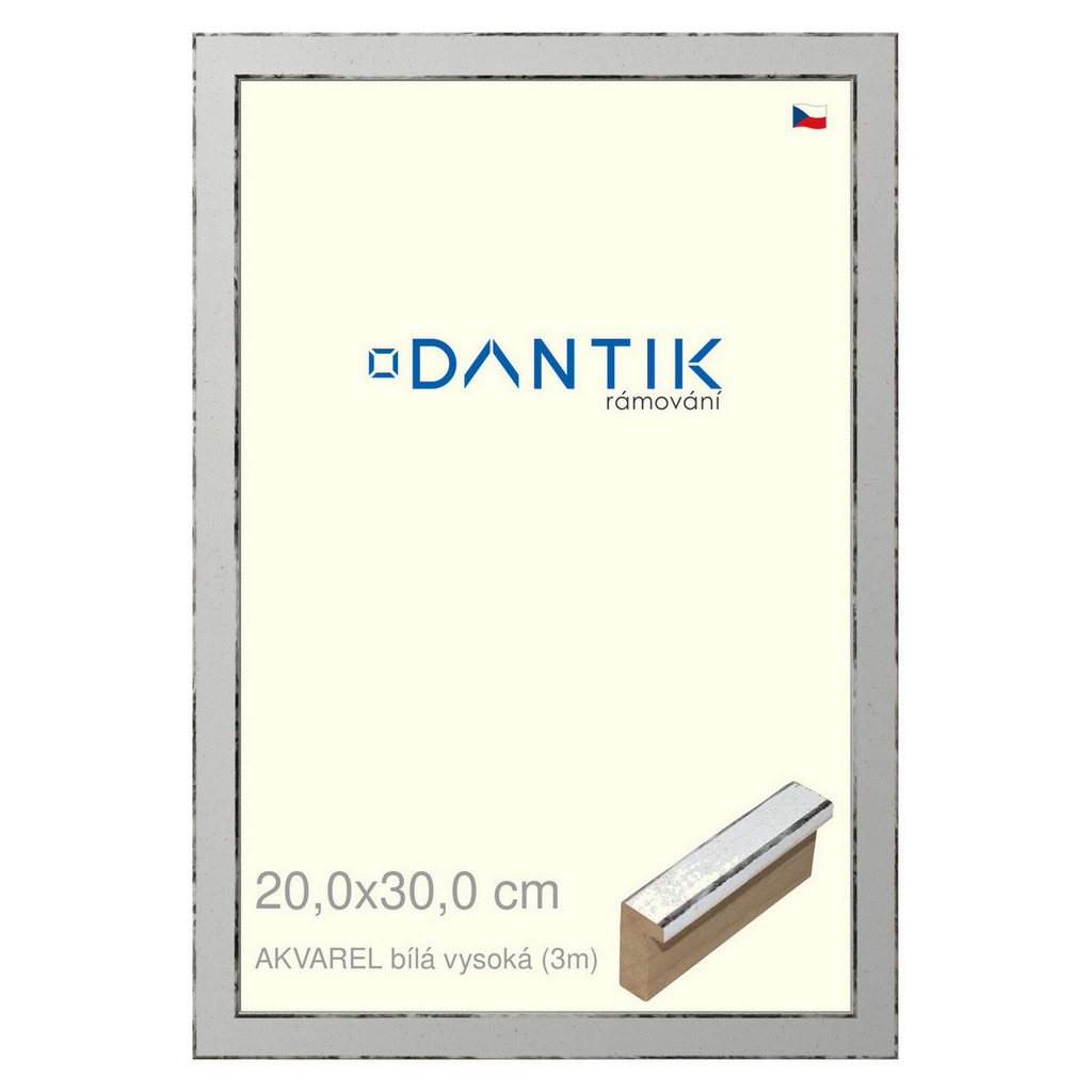 DANTIK rámeček 20x30 | AKVAREL Bílá vysoká (Sklo Čiré)