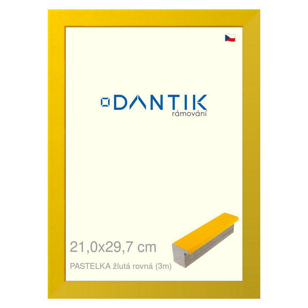 DANTIK rámeček 21x29,7 | PASTELKA žlutá rovná (Sklo Čiré)