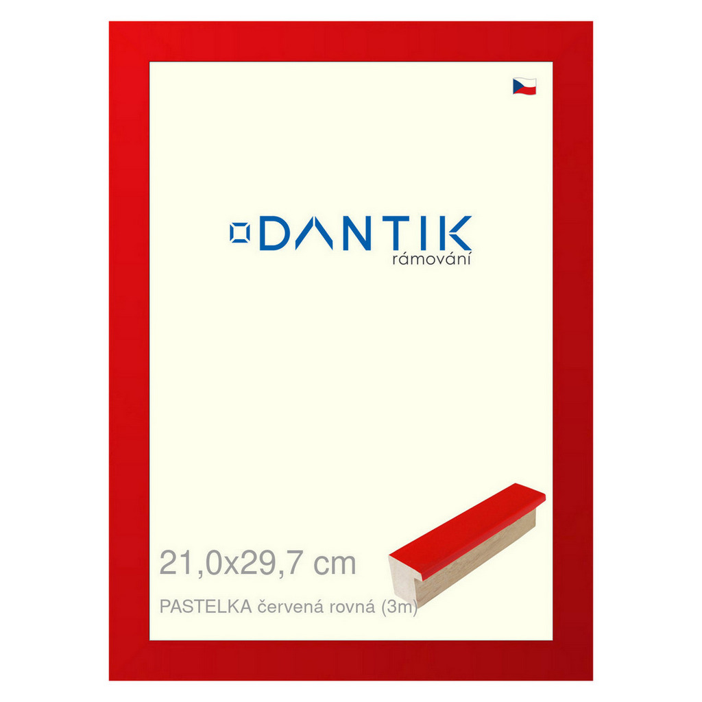 DANTIK rámeček 21x29,7 | PASTELKA červená rovná (Sklo Čiré)