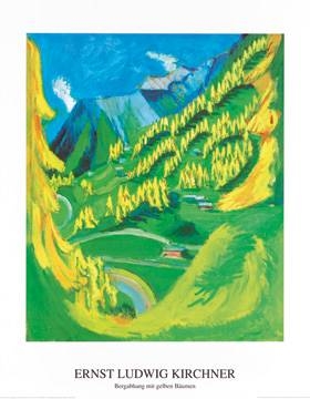 70x90 | Bergabhang mit gelben Bäumen ( Kirchner Ernst Ludwig )