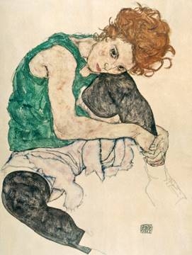 60x80 | Sitzende Frau mit hochgezogenen ( Schiele Egon )
