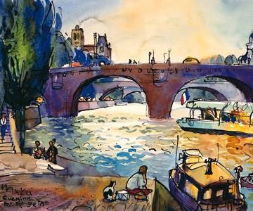 60x50 | Evening by the Seine ( Leu Michael )
