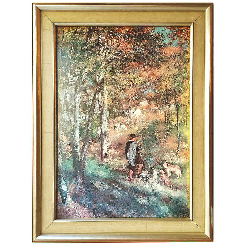 zarámovaný obraz  -  Myslivec v lese | Renoir | rozměr: 102x43 cm | nový