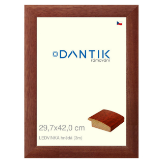 DANTIK rámeček 29,7x42 | LEDVINKA hnědá (Plexi Čiré)