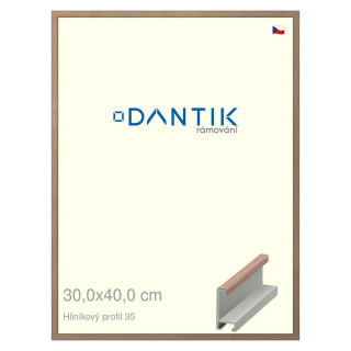 DANTIK rámeček 30x40 | ALU profil 6035 Dýha ořech raw (Plexi Čiré)