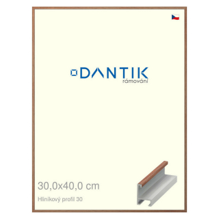 DANTIK rámeček 30x40 | ALU profil 6030 Dýha ořech lak matný (Plexi Čiré)