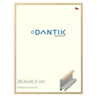 DANTIK rámeček 30x40 | ALU profil 6035 Dýha dub raw (Plexi Čiré)