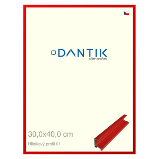DANTIK rámeček 30x40 | ALU profil 7001 Červená Ferrari lesklá (Plexi Čiré)