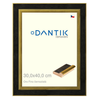 DANTIK rámeček 30x40 | Oro Fino černozlatá (Plexi Čiré)