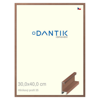 DANTIK rámeček 30x40 | ALU profil 6035 Dýha ořech (Plexi Čiré)