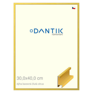 DANTIK rámeček 30x40 | ALU profil 6035 Dýha barevná žlutá citrus (Plexi Čiré)