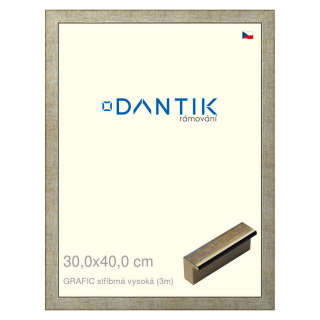 DANTIK rámeček 30x40 | GRAFIC stříbrná vysoká (Plexi Čiré)