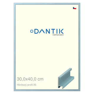 DANTIK rámeček 30x40 | ALU profil 6035 Dýha barevná modrá pastel (Plexi Čiré)