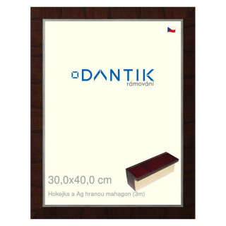 DANTIK rámeček 30x40 | Hokejka a Ag hranou mahagon (Plexi Čiré)