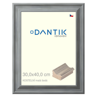 DANTIK rámeček 30x40 | KOSTELNÍ malá šedá (Plexi Čiré)