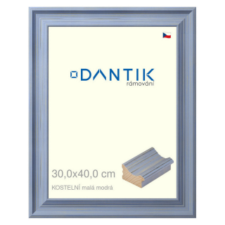 DANTIK rámeček 30x40 | KOSTELNÍ malá modrá (Plexi Čiré)