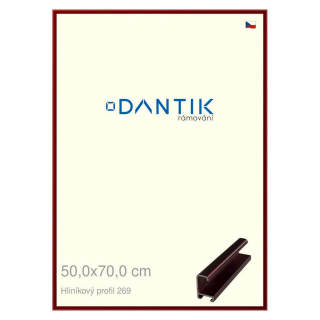 DANTIK rámeček 50x70 | ALU profil 7269 Červená Rubin broušená (Plexi Čiré)