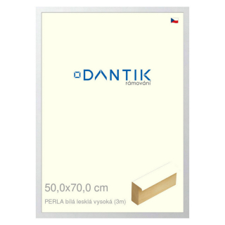 DANTIK rámeček 50x70 | PERLA bílá lesklá vysoká (Plexi Čiré)
