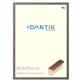 DANTIK rámeček 50x70 | KASSETTE tmavěšedá (Plexi Čiré)