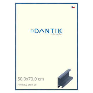 DANTIK rámeček 50x70 | ALU profil 6035 Dýha barevná modrá královská (Plexi Čiré)