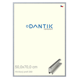 DANTIK rámeček 50x70 | ALU profil 7269 Sstříbrná broušená (Plexi Čiré)