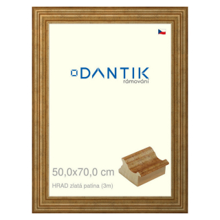 DANTIK rámeček 50x70 | HRAD zlatá patina (Plexi Čiré)