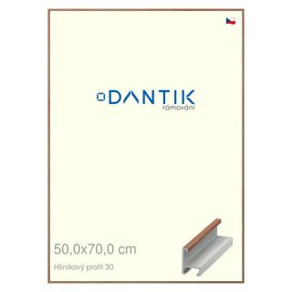 DANTIK rámeček 50x70 | ALU profil 6030 Dýha ořech lak matný (Plexi Čiré)