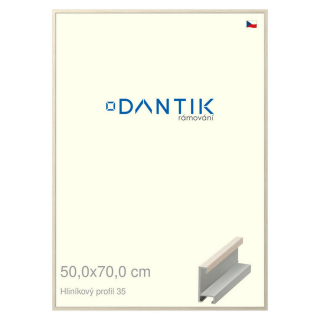 DANTIK rámeček 50x70 | ALU profil 6035 Dýha slonová kost (Plexi Čiré)