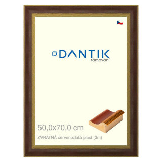 DANTIK rámeček 50x70 | ZVRATNÁ červenozlatá plast (Plexi Čiré)