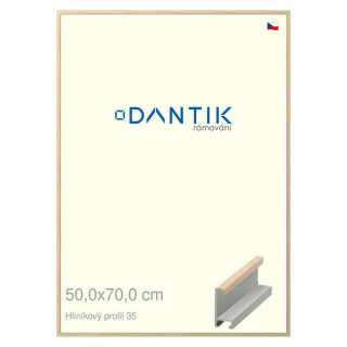 DANTIK rámeček 50x70 | ALU profil 6035 Dýha dub raw (Plexi Čiré)
