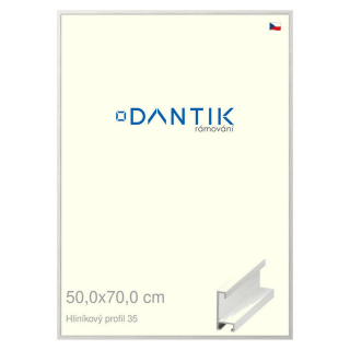 DANTIK rámeček 50x70 | ALU profil 6035 Dýha bílá (Plexi Čiré)