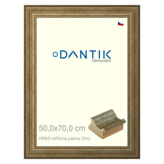 DANTIK rámeček 50x70 | HRAD stříbrná patina (Plexi Čiré)