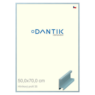 DANTIK rámeček 50x70 | ALU profil 6035 Dýha barevná modrá pastel (Plexi Čiré)