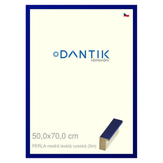 DANTIK rámeček 50x70 | PERLA modrá lesklá vysoká (Plexi Čiré)