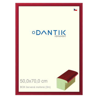 DANTIK rámeček 50x70 | BOX červená mořená (Plexi Čiré)