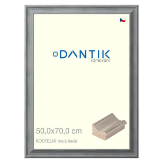 DANTIK rámeček 50x70 | KOSTELNÍ malá šedá (Plexi Čiré)